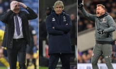 Sean Dyche, Manuel Pellegrini and Ralph Hasenhüttl