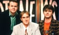 ‘I wore a T-shirt as I thought we looked like a parole board’ … from left, Ian Hislop, Angus Deayton and Paul Merton in 1990.