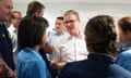 Keir Starmer and Wes Streeting amid a crowd of hospital staff