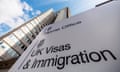 The sign outside Home Office UK Visas &amp; Immigration Office at Lunar House in Croydon, London, UK.