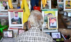 A man visits a cemetery of Hezbollah fighters in Beirut, Lebanon, 19 September