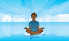 Illustration of a yogic breather floating on ice