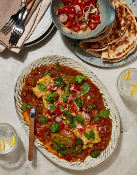 Yotam Ottolenghi’s curried omelette with tomato salsa.