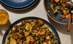 Yotam Ottolenghi's olive oil courgettes and eggs with potatoes.