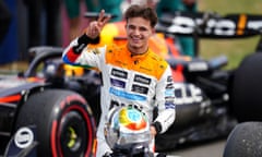 Lando Norris smiles after sealing second place for McLaren