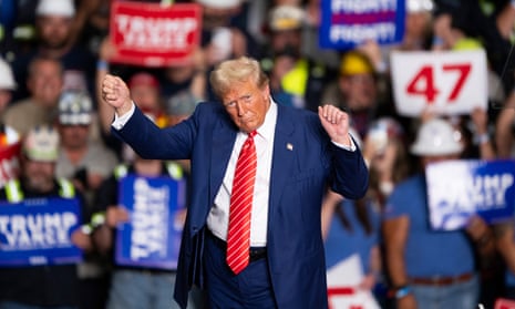 Donald Trump at a rally in Pennsylvania on 30 August.