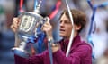 Italy’s Jannik Sinner poses with the trophy after winning the US Open.