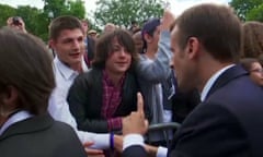 French President Emmanuel Macron admonishes a teenager who spoke to him with familiarity.