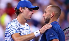 Alex de Minaur and Daniel Evans after their third-round encounter at the 2024 US Open in New York.