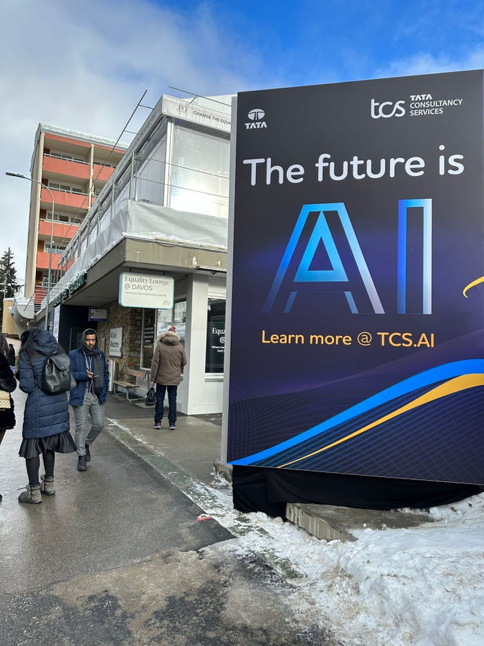 Tata AI poster at Davos