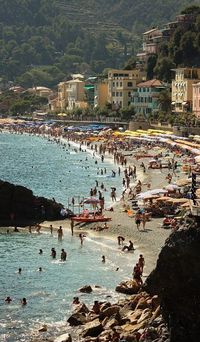 The best beach in the Cinque Terre, is the first village of Monterosso al Mare, Liguria Italy