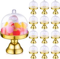 Amazon.com: 24 Pieces Plastic Mini Cake Stand with Dome Cover Chocolate Candy Cupcake Containers Dessert Display Plate with Dome Cover for Birthday Wedding Holiday Party Supplies (Gold, Transparent) : Home & Kitchen