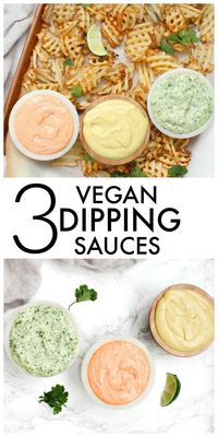 3 Vegan Dipping Sauces - Sriracha Mayo, Jalapeño Cilantro and Honey Mustard | ThisSavoryVegan.com #thissavoryvegan #dip #vegandip