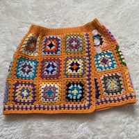 Granny Square Skirt, Crochet Skirt, Beachwear, Boho Style,wrapped Mini Skirt, Crochet Skirt With Lining - Etsy