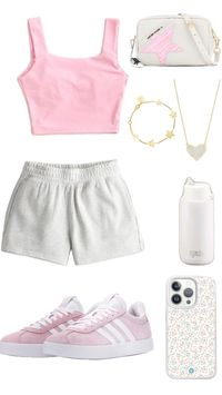 #pink #outfit #inspo #cute #preppy #summer #spring #tanktop #shorts #fancy #casual #party #love #valentinesday #heart #cute #ootd