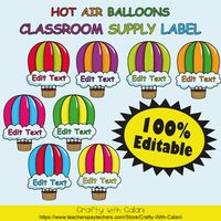 This fun hot air balloons multi purpose labels that will make your classroom more fun & adventurous.These labels are very versatile because you can make any labels that you need.==== 100% EDITABLE ====This set comes in Microsoft Power Point file and formatted in letter size paper.All the texts and graphic elements in this set are 100% editable. You can easily change the color, the line thickness, remove/add in elements with Microsoft power point.==== PRODUCT DETAILS ====This products consist