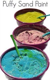 Kid Made Puffy Sand Paint- making the paint is so fun for kids and it is great for sensory play and art activities.