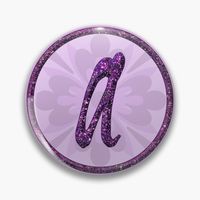 Adorable cute purple alphabet button with letter A in sparkly circle and lavender floral design. Glitter monogram initials are amazing birthday gifts and very decorative for any kind of apparel and accessories. If you are looking for a special and unique gift, this sweet girly sparkles design is perfect for you! #purplealphabet #purplebutton