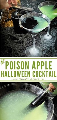 This Poison Apple Halloween Cocktail is a beautiful Halloween drink recipe. Perfect for a Halloween party, it is a twist on an apple daquiri with white rum, sour apple, and cinnamon schnapps. A spooky trick or treat drink with unexpected spice.