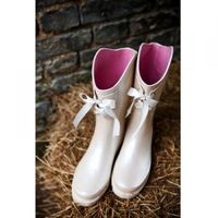 white wedding wellies with ribbons