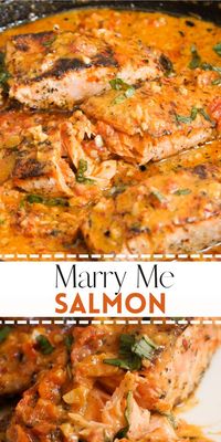 My easy Marry Me Salmon recipe is so yummy, it might just earn you a marriage proposal! This deliciously flaky salmon in a spicy, creamy sun dried tomato sauce takes just 40 minutes to get on the table, but tastes like you spent all day slaving away in the kitchen.