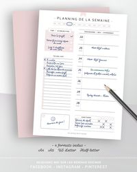 Planner semainier non daté à imprimer PDF éditable pour | Etsy