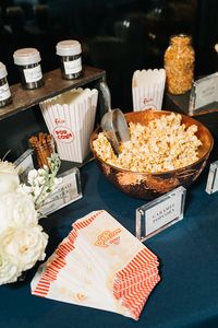 Popcorn Food Station for Late Night Snacks at Wedding Reception