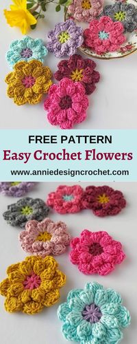 How to make Easy Crochet Flowers - Annie Design Crochet