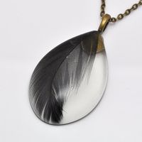 Black feather in teardrop resin necklace  pendant on by PikLus, $15.00