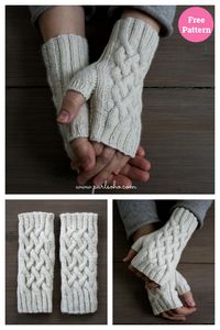 Celtic Cable Fingerless Gloves Free Knitting Pattern & Paid