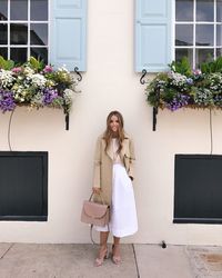 Camel, blush, and white outfit inspiration