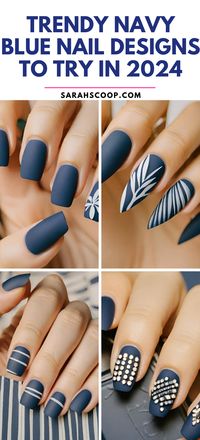 Discover 65+ Trendy Navy Blue Matte Nail designs! Stay ahead of fashion and be set to stun in 2024! Don't miss out, try them today! 💅 #nails