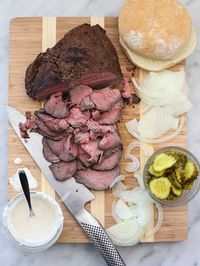 Sirloin Steak Sandwiches with Horseradish Sauce | foodiecrush