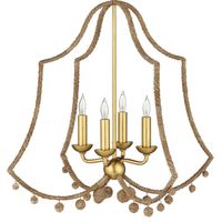 The Gold Leaf Rope Bound Chandelier embodies French elegance with its unique shape, delicate orbs, gold leaf finish, and natural Lampakanay rope for added allure. #natural, #coastal, #chandelier