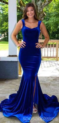 Royal Blue Mermaid Backless Side Slit Cheap Long Bridesmaid Dresses Online,WG1160 Bridesmaid dresses are fully lined, chest pad in the bust, lace up back or zipper back are all available, total 126 colors are available, this dress could be custom made, there are no extra cost to do custom size and color.Description 1, Material: soft satin, pongee.2, Color: there are many colors are available, color may vary between different screen, make sure you order swatches first!3, Size: standard size or cu