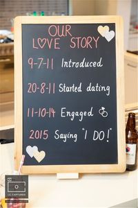 Home » Engagement Party » 20+ Engagement Party Decoration Ideas » Chic DIY Engagement Chalkboard Simple details such as blackboards with a timeline of your love story