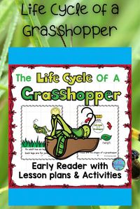 Fun Life Cycle of a Grasshopper Reader for PK-2nd Grade. Includes lesson plans, word search, writing, & vocabulary printable. Take a look at the video preview! #lifecycleofagrasshopper