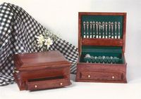 Store your fine silverware in the Handcrafted Silverware Chest from DutchCrafters Amish Furniture. Built from solid wood with a lovely felt lining, this chest can hold up tp 12 flatware place settings with space for serving spoons, salad forks, tea spoons, and ladles. #silverwareorganization #small