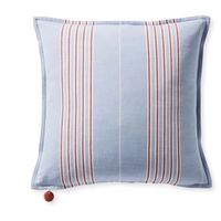 Brand New In Packaging. Serena & Lily Pillow Cover Lake Stripe 22” X 22” Square. Beautiful Color Way Of Light Blue And Poppy Stripe. Pom Pom Zipper. Amazing Quality.