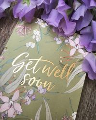 Gold foil letterpress native floral card - Get Well Soon - Bespoke Letterpress - @bespokepress #stationeryaddict #letterpress