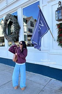 Brunch in mystic 🥂   Burgundy outfit, loose jeans, petite loose jeans, mystic ct, bachelorette outfit, burgundy sweater, burgundy sweatshirt, abercrombie sweatshirt, bachelorette daytime outfit, casual daytime look,   Comment SHOP below to receive a DM with the link to shop this post on my LTK ⬇ https://liketk.it/4Xnyl #ltkgiftguide #ltkholiday #ltkparties