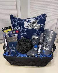 Cowboys sport Gift Basket. Dove products.