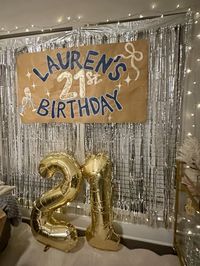 #21stbirthday #21 #banner #gold #navy #balloons #finally21