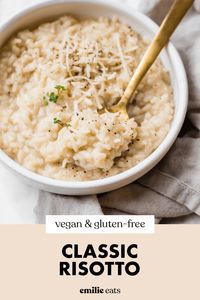 Learn how to make risotto super creamy without dairy! This is the best vegan risotto recipe for a plant-based take on a comfort food classic.