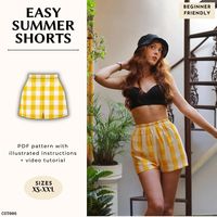 Easy Shorts PDF Pattern High Waisted Shorts With Pockets for Beginners Sewing Tutorial XS-XXL Easy Summer Shorts - Etsy