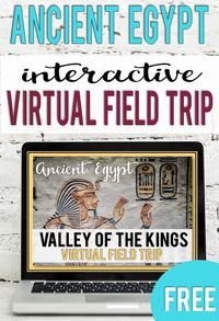 Need a digital friendly lesson for teaching Ancient Egypt? This free virtual field trip will take your students on an interactive journey through history. This activity includes informational text, response questions, and more! Perfect for a world civilizations class. #sixthgrade #upperelementary #middleschool #ancienthistory