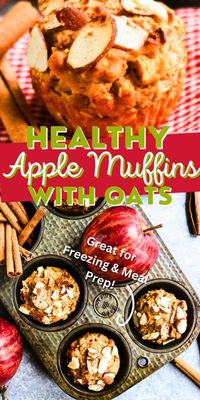 Looking for a yummy, healthy apple muffin recipe? These protein apple muffins are fantastic for making ahead for breakfast meal prep!