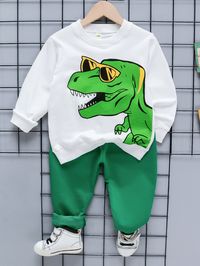 Multicolorido Casual Collar Manga Comprida  Dinossauro  Embellished Elasticidade Baixa Primavera / Outono Roupa infantil para meninos