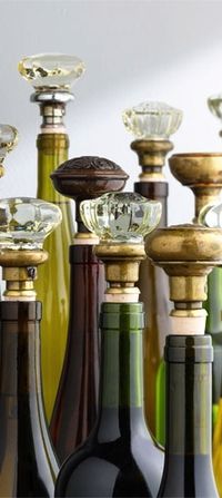 antique door knobs as wine stoppers... #diy #reuse #repurpose #winediy