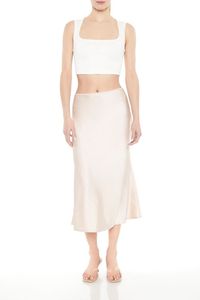 Satin Midi Slip Skirt